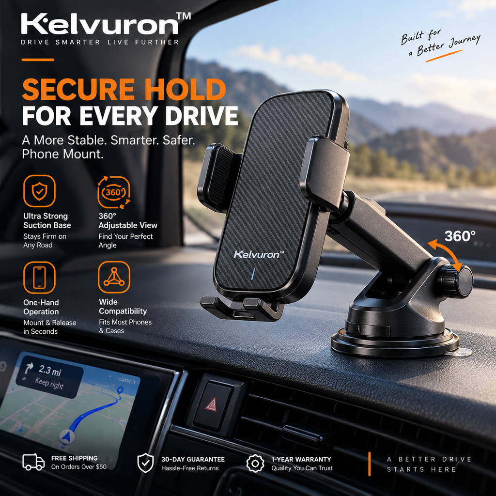 KELVURON™ VisionDock X9 3-in-1 Wireless Charging Car Phone Mount