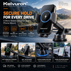 KELVURON™ VisionDock X9 3-in-1 Wireless Charging Car Phone Mount