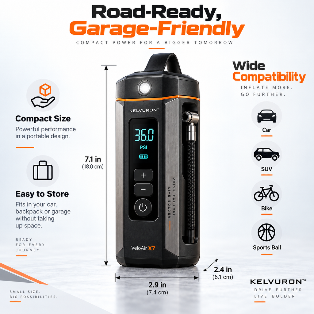 Kelvuron™ VeloAir X7 Portable Smart Tire Inflator