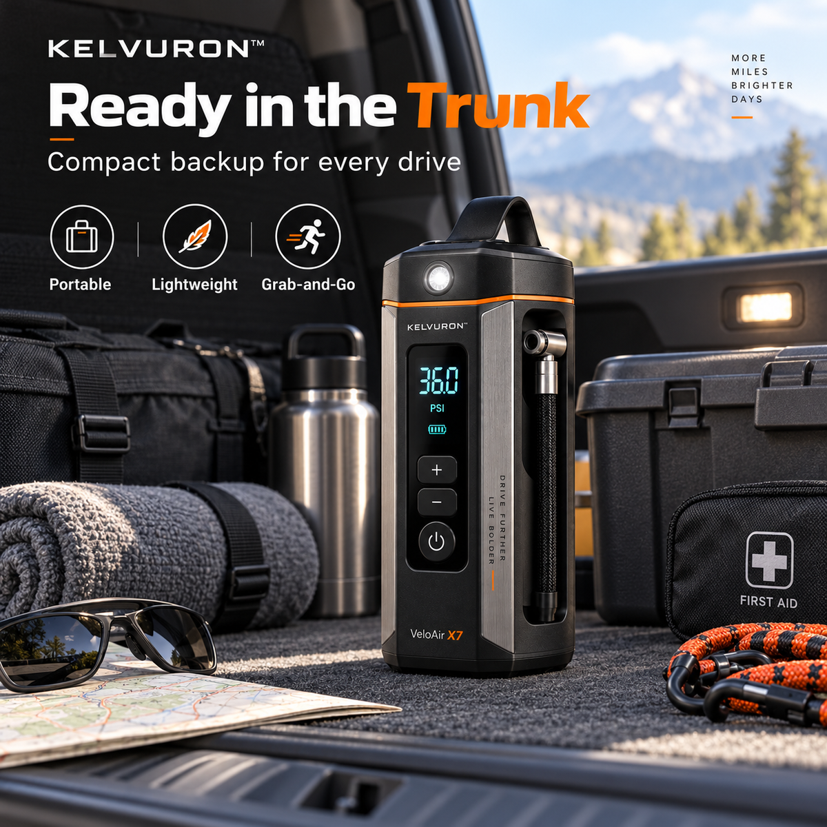 Kelvuron™ VeloAir X7 Portable Smart Tire Inflator