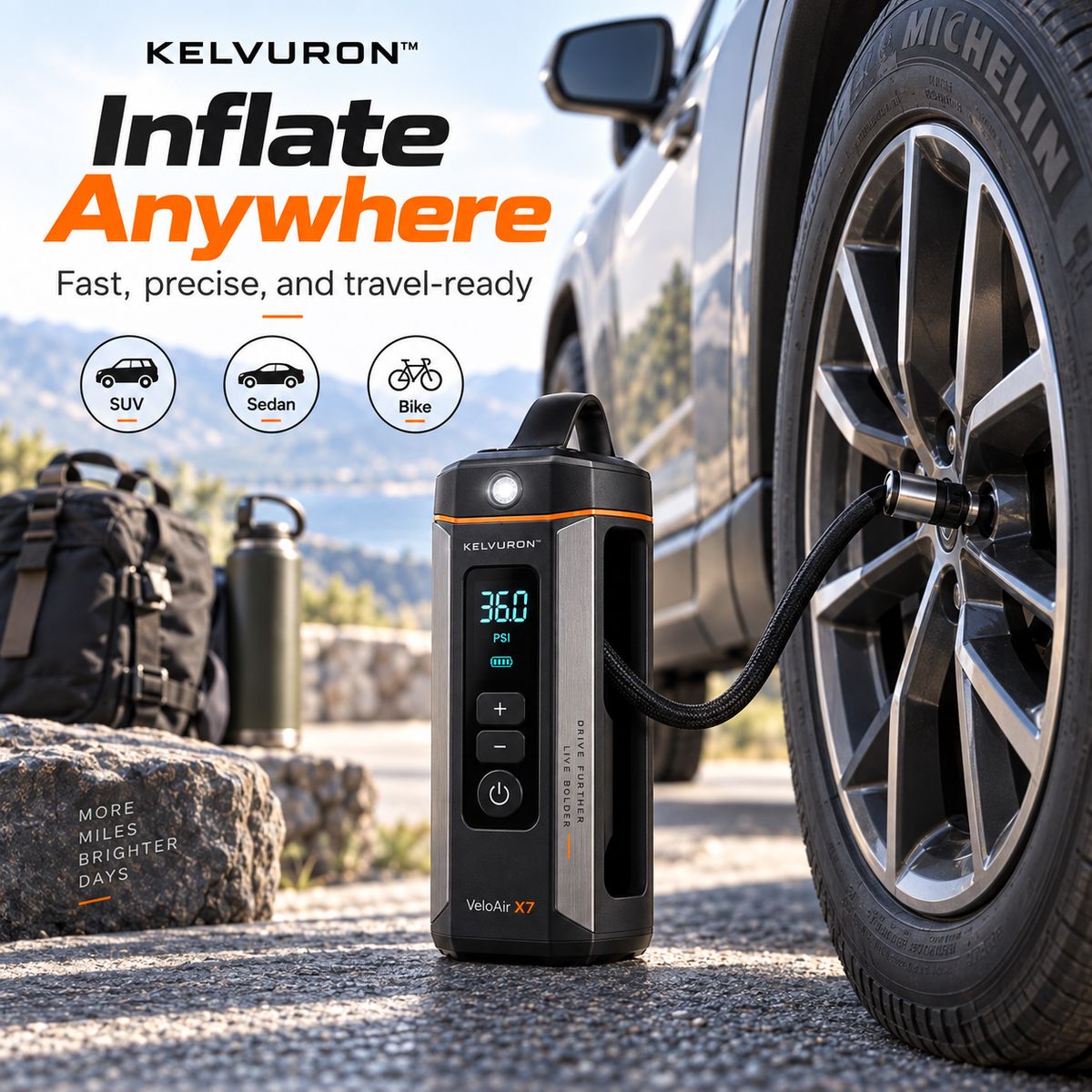 Kelvuron™ VeloAir X7 Portable Smart Tire Inflator
