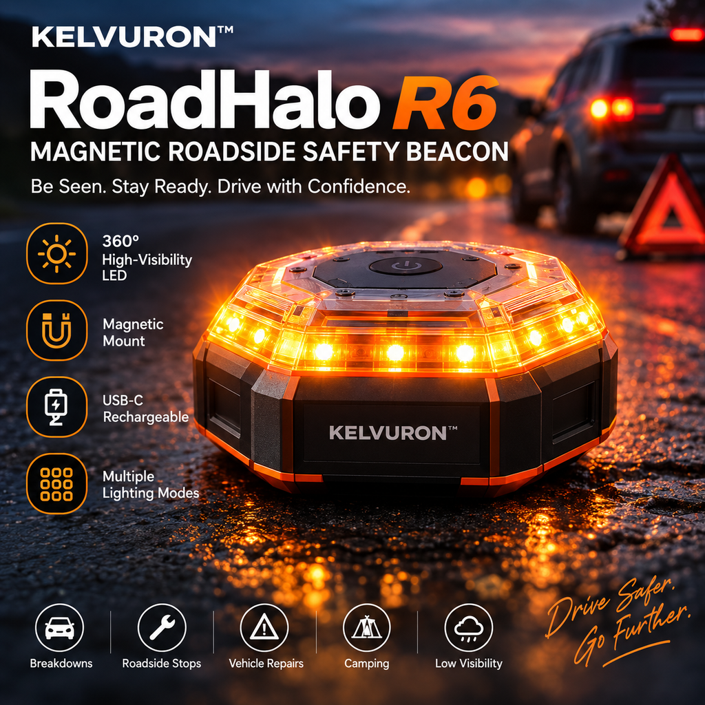 KELVURON™ RoadHalo R6 Magnetic Roadside Safety Beacon