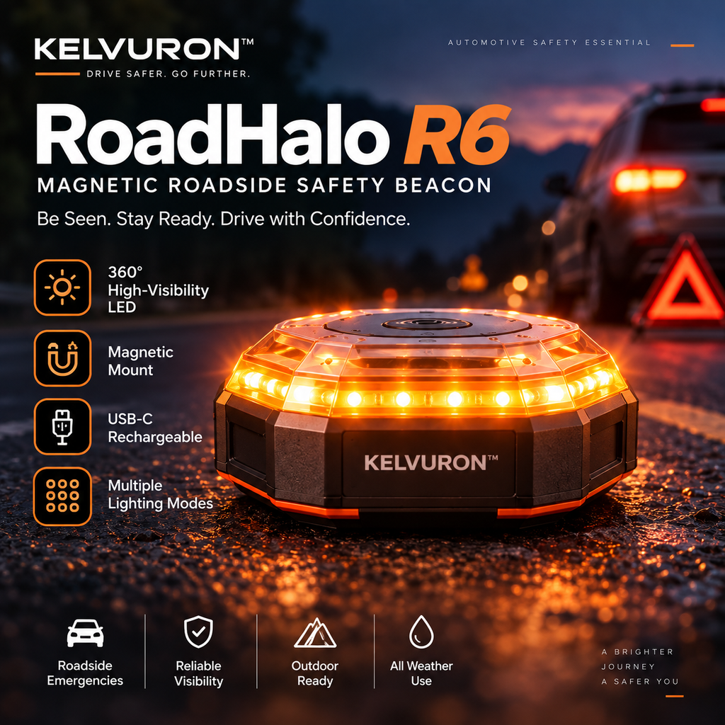 KELVURON™ RoadHalo R6 Magnetic Roadside Safety Beacon