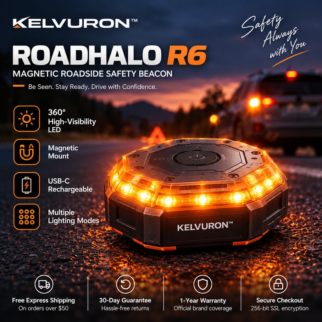 KELVURON™ RoadHalo R6 Magnetic Roadside Safety Beacon