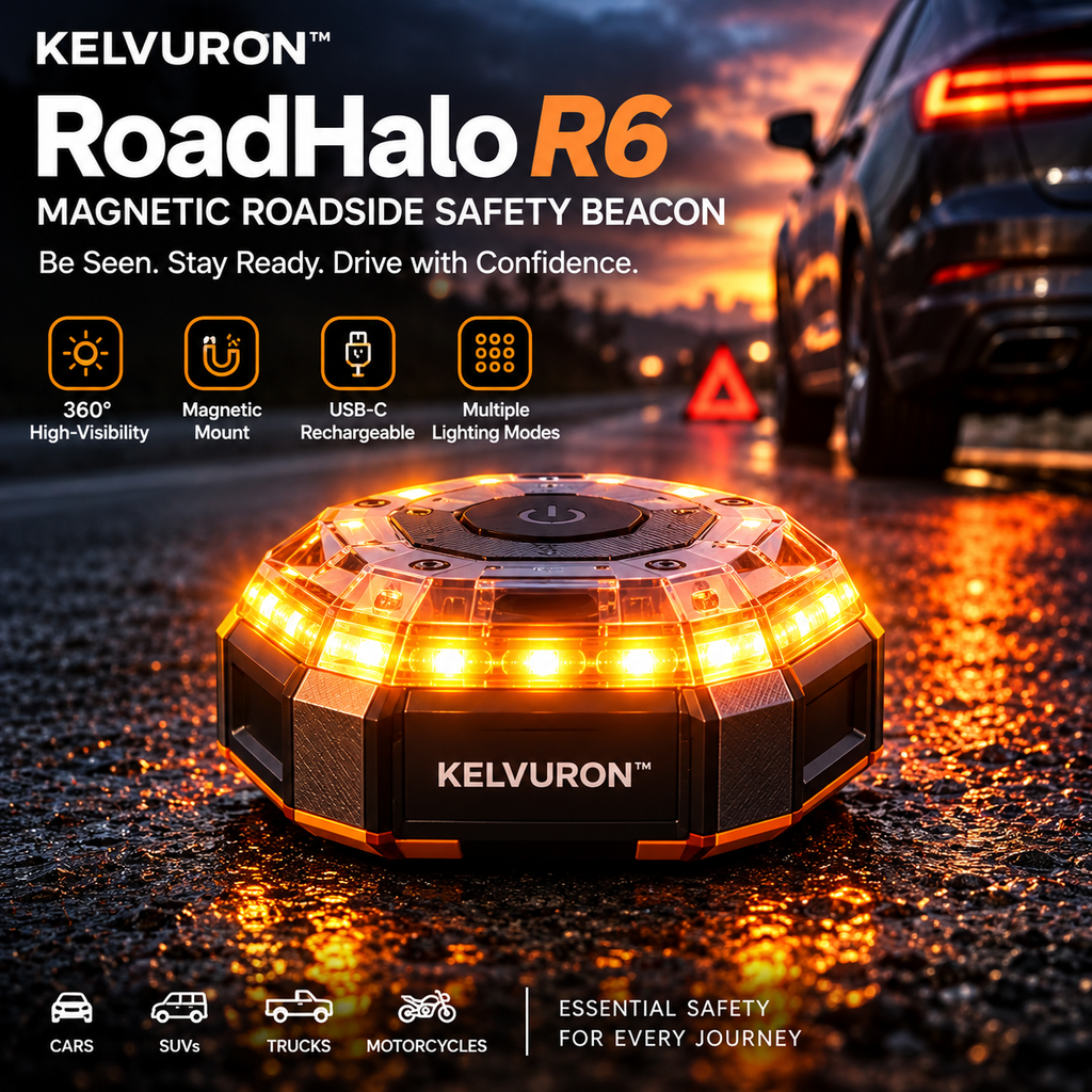 KELVURON™ RoadHalo R6 Magnetic Roadside Safety Beacon