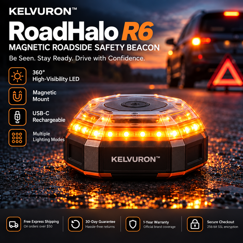 KELVURON™ RoadHalo R6 Magnetic Roadside Safety Beacon