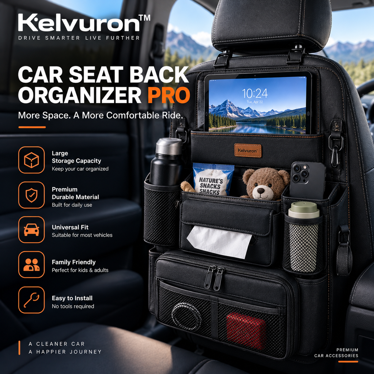 KELVURON™ Car Seat Back Organizer Pro