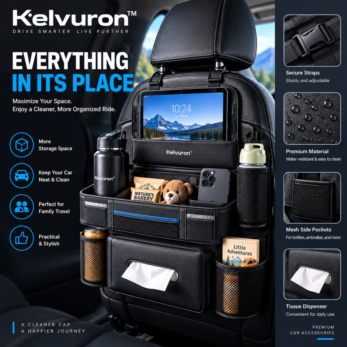 KELVURON™ Car Seat Back Organizer Pro
