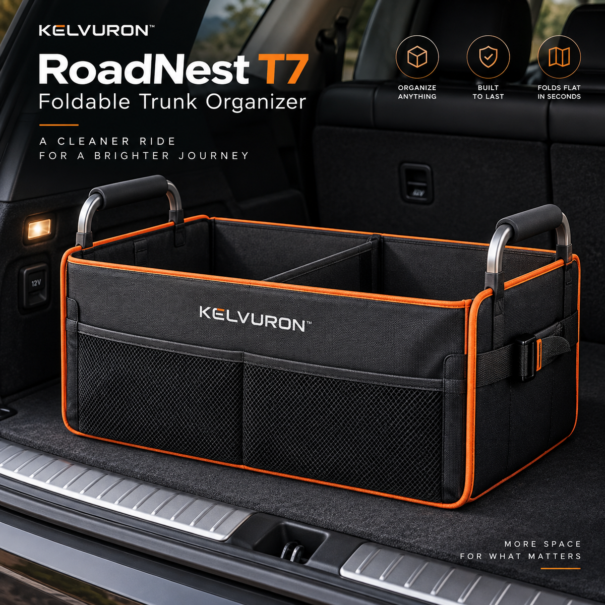 KELVURON™ RoadNest T7 Foldable Trunk Organizer