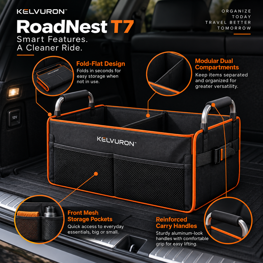 KELVURON™ RoadNest T7 Foldable Trunk Organizer