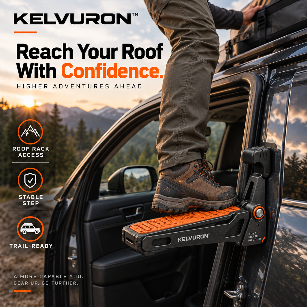 KELVURON™ GripStep L7 Foldable Door-Latch Roof Access Step