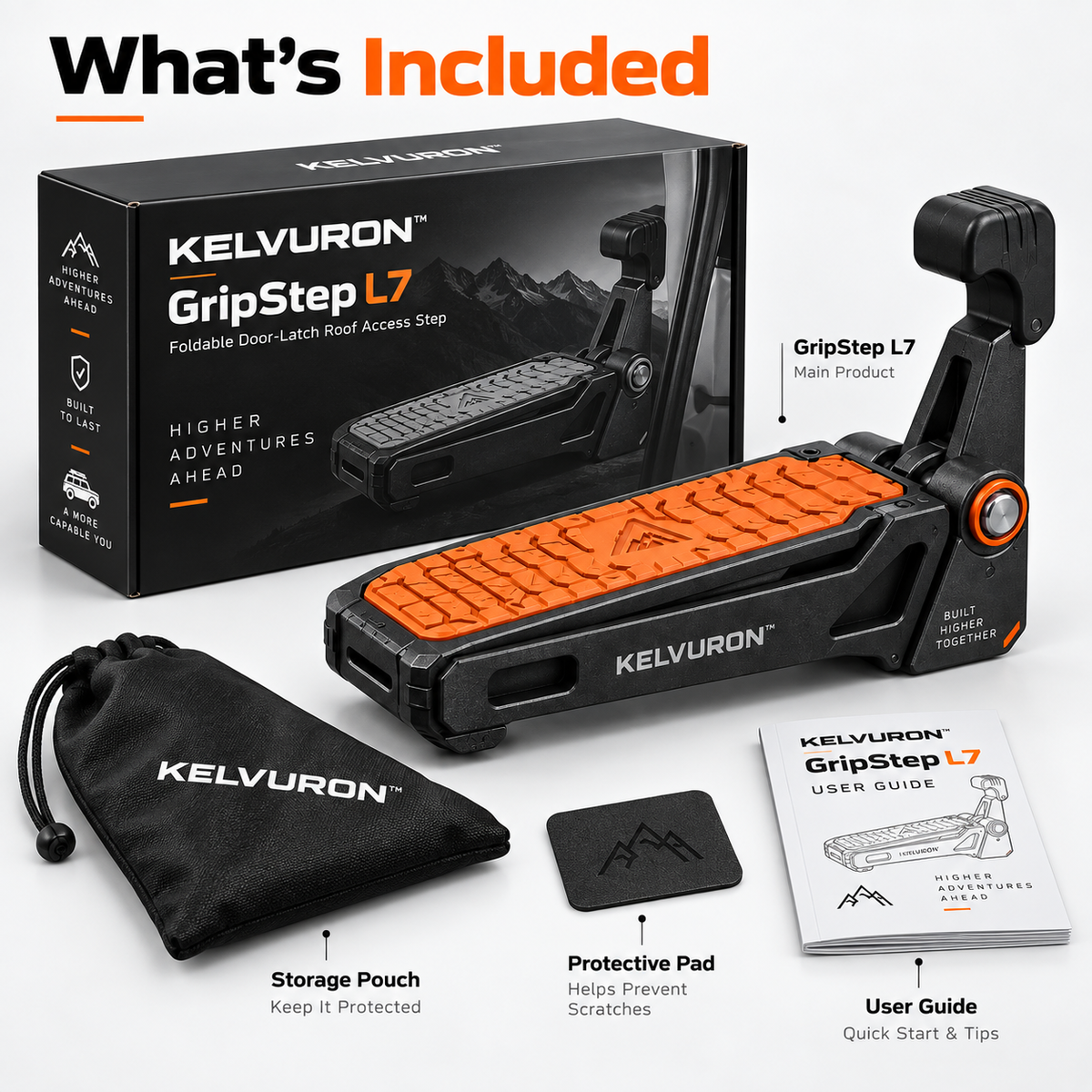 KELVURON™ GripStep L7 Foldable Door-Latch Roof Access Step