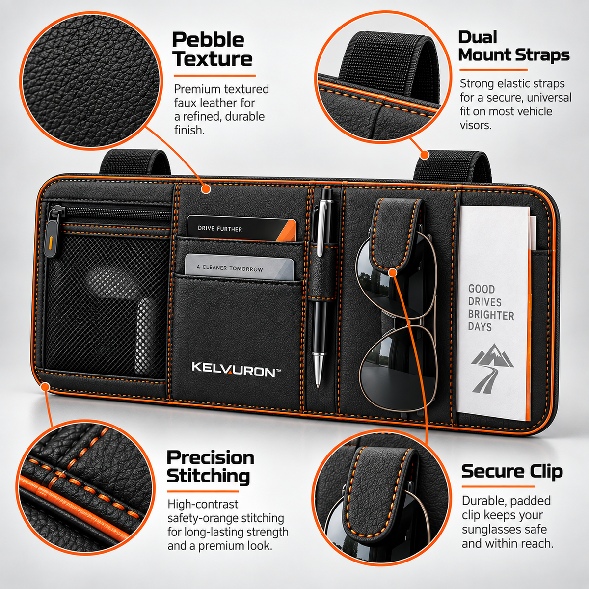 KELVURON™ SunVault V6 Premium Car Sun Visor Organizer