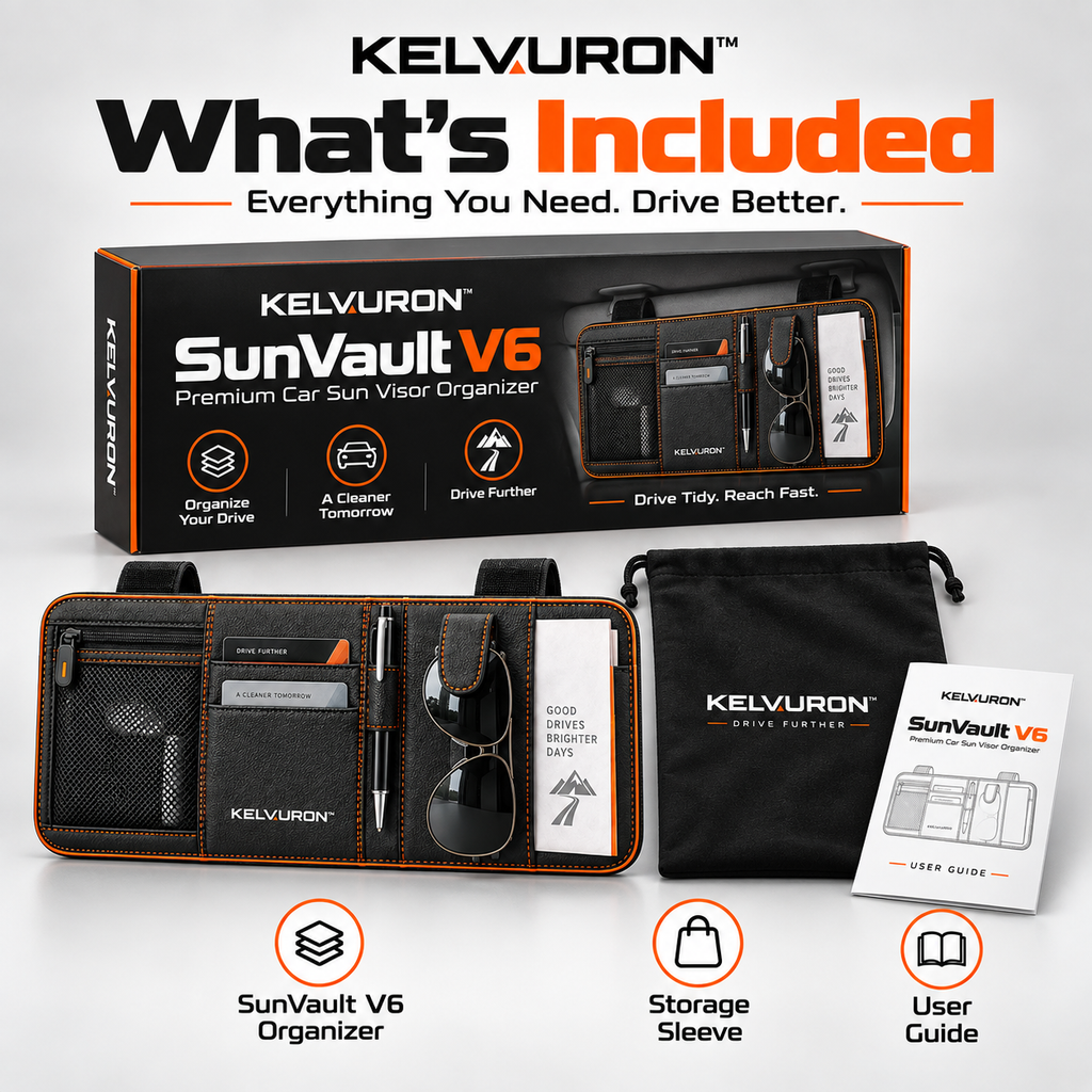KELVURON™ SunVault V6 Premium Car Sun Visor Organizer