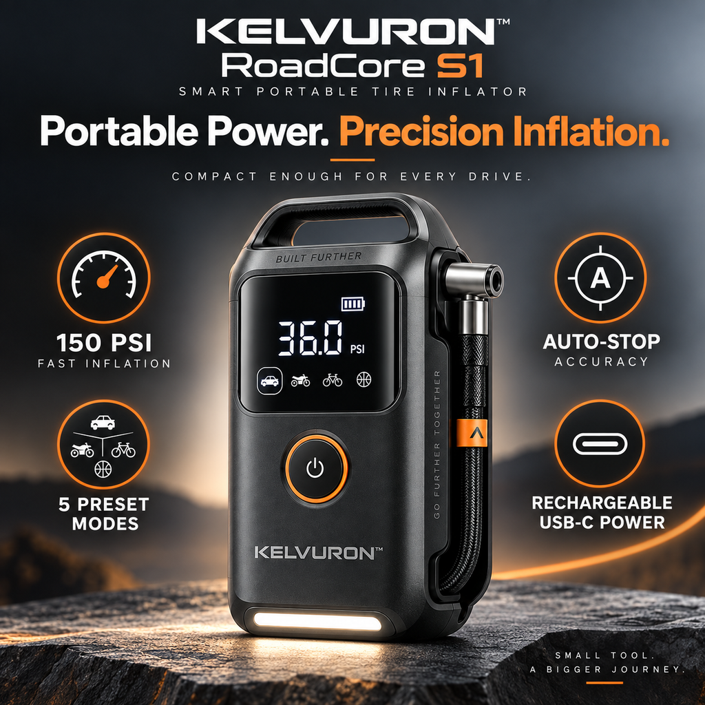 KELVURON™ RoadCore S1 Smart Portable Tire Inflator