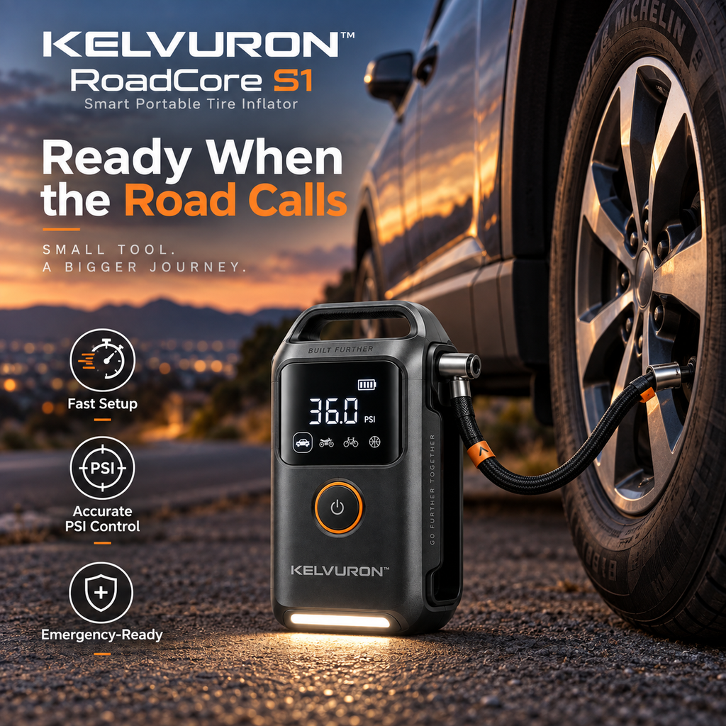 KELVURON™ RoadCore S1 Smart Portable Tire Inflator