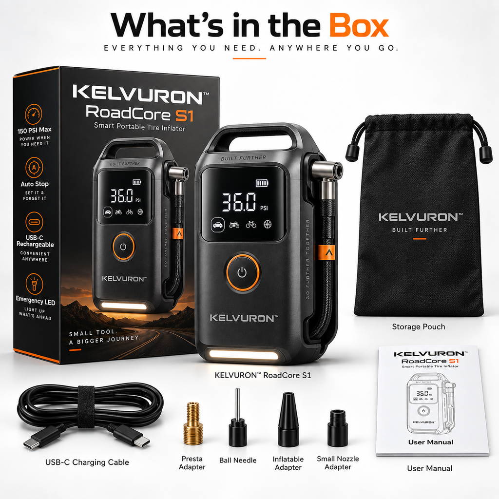 KELVURON™ RoadCore S1 Smart Portable Tire Inflator