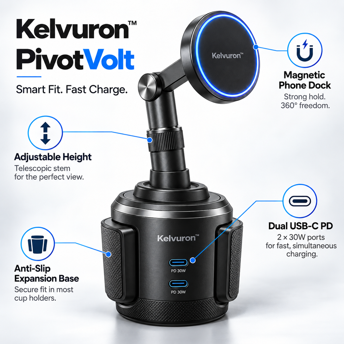 Kelvuron™ PivotVolt Cup Holder Mount