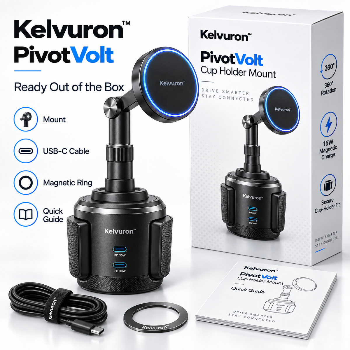 Kelvuron™ PivotVolt Cup Holder Mount