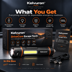 Kelvuron™ DriveCore Escape Torch  Compact Rechargeable Vehicle Emergency Light & Escape Tool